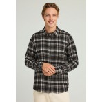 Funky Buddha Ανδρικό Πουκάμισο Καρό (FBM012-034-05-BLACK)