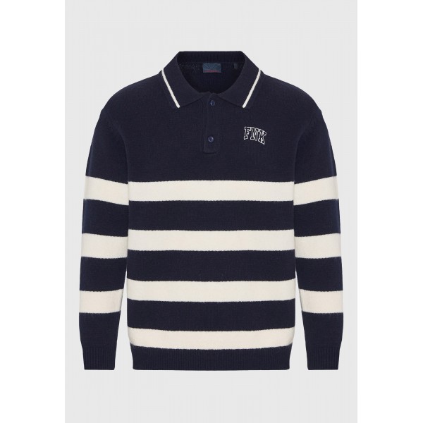 Funky Buddha Ανδρικό Πλεκτό Με Γιακά Πόλο (FBM012-036-09-NAVY)