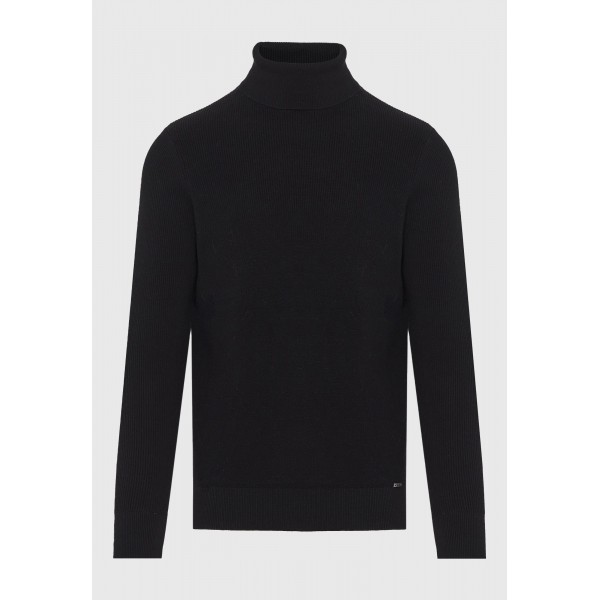 Funky Buddha Ανδρικό Πλεκτό Με Ψηλό Λαιμό (FBM012-046-09-BLACK)