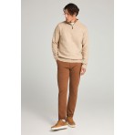 Funky Buddha Ανδρική Μακρυμάνικη Πλεκτή Μπλούζα Με Φερμουάρ Μπεζ