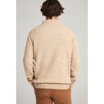 Funky Buddha Ανδρική Μακρυμάνικη Πλεκτή Μπλούζα Με Φερμουάρ Μπεζ