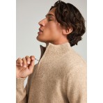 Funky Buddha Ανδρική Μακρυμάνικη Πλεκτή Μπλούζα Με Φερμουάρ Μπεζ