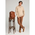 Funky Buddha Ανδρική Μακρυμάνικη Πλεκτή Μπλούζα Με Φερμουάρ Μπεζ