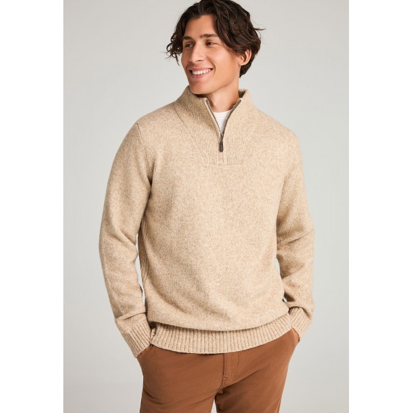 Funky Buddha Half-Zip Πουλόβερ Ανδρικό (FBM012-051-09-GREIGE-MEL)