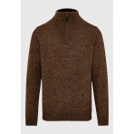 Funky Buddha Ανδρική Μακρυμάνικη Πλεκτή Μπλούζα Με Φερμουάρ Καφέ