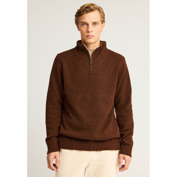 Funky Buddha Half-Zip Πουλόβερ Ανδρικό (FBM012-051-09-HAZELNUT-MEL)