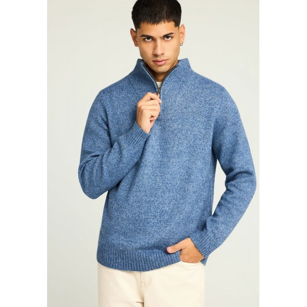 Funky Buddha Ανδρικό Πλεκτό Με Φερμουάρ (FBM012-051-09-STONE-BLUE-MEL)