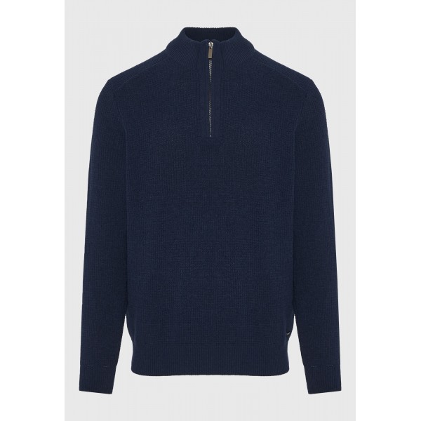 Funky Buddha Ανδρικό Πλεκτό Με Φερμουάρ (FBM012-052-09-NAVY)
