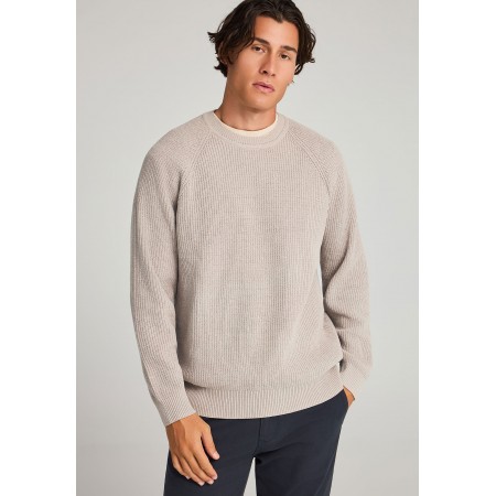 Funky Buddha Ανδρική Μακρυμάνικη Πλεκτή Μπλούζα Με Λαιμόκοψη Μπεζ