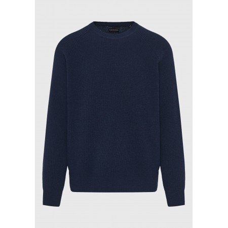 Funky Buddha Ανδρική Μακρυμάνικη Πλεκτή Μπλούζα Με Λαιμόκοψη Μπλε Σκούρο