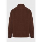 Funky Buddha Herringbone Pattern Πουκάμισο Μακρυμάνικο Ανδρικό (FBM012-054-05-CHESTNUT)