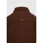 Funky Buddha Herringbone Pattern Πουκάμισο Μακρυμάνικο Ανδρικό (FBM012-054-05-CHESTNUT)
