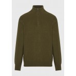 Funky Buddha Ανδρικό Πλεκτό Με Φερμουάρ (FBM012-055-09-DUSTY-OLIVE-MEL)