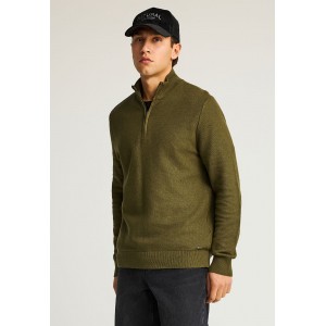 Funky Buddha Ανδρικό Πλεκτό Με Φερμουάρ (FBM012-055-09-DUSTY-OLIVE-MEL)