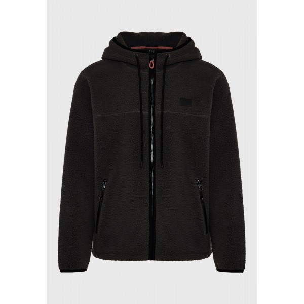 Funky Buddha Ανδρική Ζακέτα Φούτερ Με Κουκούλα (FBM012-056-06-BLACK)