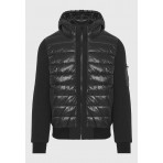 Funky Buddha Ανδρικό Puffer Μπουφάν Με Κουκούλα Και Πλεκτά Μανίκια (FBM012-058-01-BLACK)