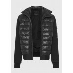 Funky Buddha Ανδρικό Puffer Μπουφάν Με Κουκούλα Και Πλεκτά Μανίκια (FBM012-058-01-BLACK)