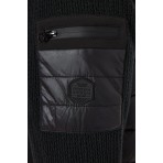 Funky Buddha Ανδρικό Puffer Μπουφάν Με Κουκούλα Και Πλεκτά Μανίκια (FBM012-058-01-BLACK)