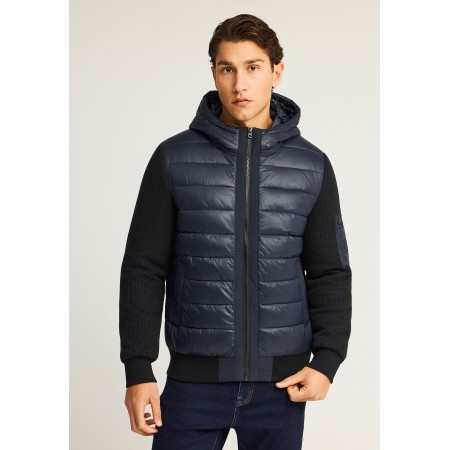 Funky Buddha Puffer Μπουφάν με Κουκούλα Μπλε Σκούρο