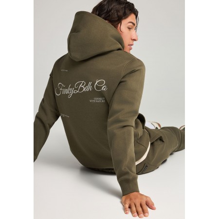 Funky Buddha Ανδρικό Φούτερ με Κουκούλα Λαδί