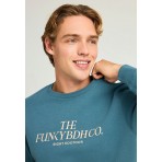 Funky Buddha Ανδρικό Μακρυμάνικο Φούτερ με Λαιμόκοψη Πετρόλ