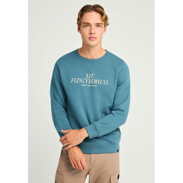 Funky Buddha Ανδρικό Φούτερ Με Λαιμόκοψη (FBM012-063-06-INDIAN-TEAL)
