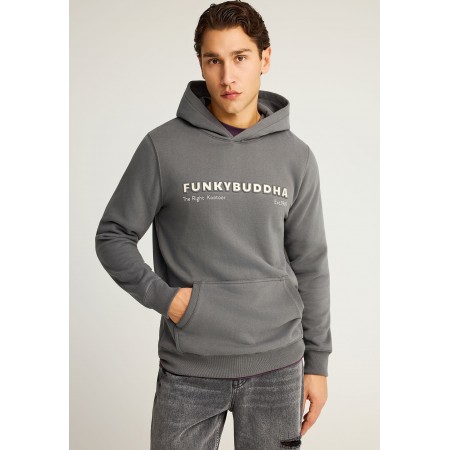 Funky Buddha Ανδρικό Φούτερ με Κουκούλα Γκρι