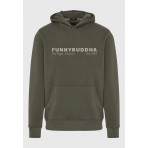 Funky Buddha Ανδρικό Φούτερ με Κουκούλα Λαδί