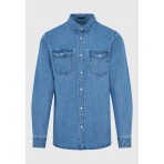 Funky Buddha Ανδρικό Μακρυμάνικο Πουκάμισο Denim