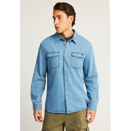 Funky Buddha Ανδρικό Μακρυμάνικο Πουκάμισο Denim