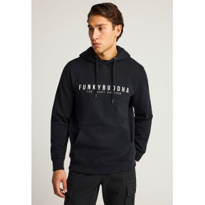 Funky Buddha Chest Printed Hoodie Ανδρικό (FBM012-075-06-BLACK)