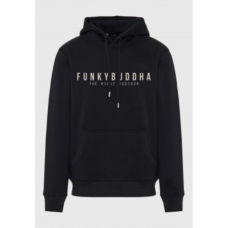 Funky Buddha Ανδρικό Φούτερ με Κουκούλα Μαύρο