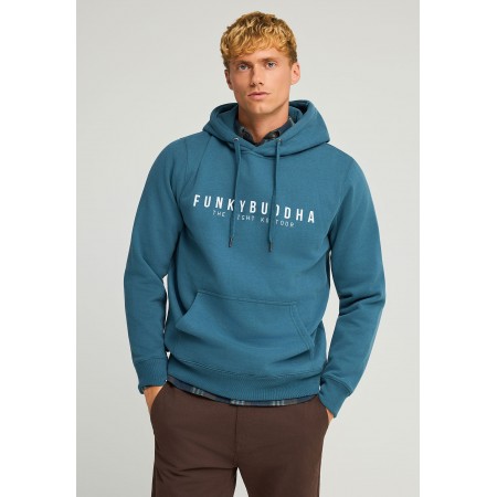 Funky Buddha Ανδρικό Φούτερ με Κουκούλα Πετρόλ