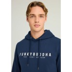 Funky Buddha Ανδρικό Φούτερ με Κουκούλα Μπλε Σκούρο