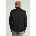 Funky Buddha Ανδρικό Μακρυμάνικο Πουκάμισο Τζιν Μαύρο