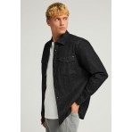 Funky Buddha Ανδρικό Μακρυμάνικο Πουκάμισο Τζιν Μαύρο