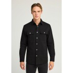 Funky Buddha Ανδρικό Μακρυμάνικο Πουκάμισο Τζιν Μαύρο