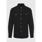 Funky Buddha Ανδρικό Μακρυμάνικο Πουκάμισο Τζιν Μαύρο