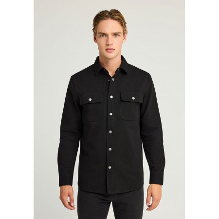 Funky Buddha Ανδρικό Μακρυμάνικο Πουκάμισο Τζιν Μαύρο