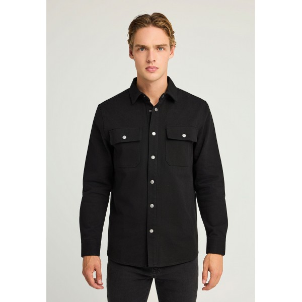 Funky Buddha Denim Πουκάμισο Μακρυμάνικο Ανδρικό (FBM012-080-05-BLACK)