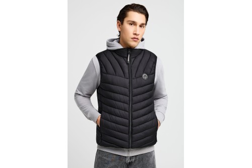 Funky Buddha Quilted Μπουφάν Αμάνικο Ανδρικό (FBM013-001-01-BLACK)
