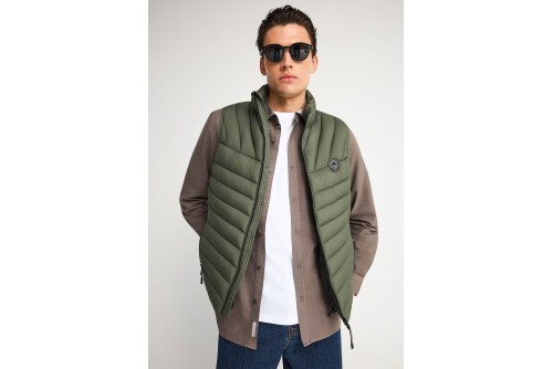 Funky Buddha Quilted Μπουφάν Αμάνικο Ανδρικό (FBM013-001-01-DEEP-FOREST)