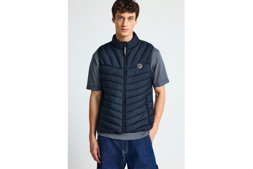 Funky Buddha Quilted Μπουφάν Αμάνικο Ανδρικό (FBM013-001-01-NAVY)