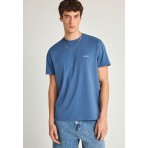 Funky Buddha The Basics Collection Ανδρικό Κοντομάνικο T-Shirt Μπλε Ίντιγκο