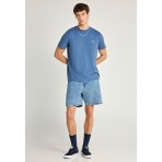 Funky Buddha The Basics Collection Ανδρικό Κοντομάνικο T-Shirt Μπλε Ίντιγκο