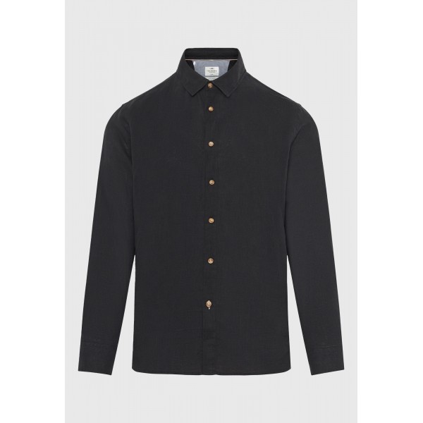 Funky Buddha The Essentials Linen Πουκάμισο Μακρυμάνικο Ανδρικό (FBM013-001-05-BLACK)