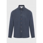 Funky Buddha The Essentials Ανδρικό Μακρυμάνικο Πουκάμισο Γκρι Σκούρο