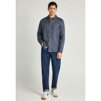 Funky Buddha The Essentials Ανδρικό Μακρυμάνικο Πουκάμισο Γκρι Σκούρο