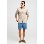 Funky Buddha The Essentials Ανδρικό Μακρυμάνικο Πουκάμισο Μπεζ