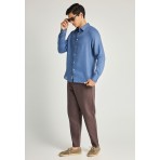 Funky Buddha The Essentials Ανδρικό Μακρυμάνικο Πουκάμισο Ίντιγκο